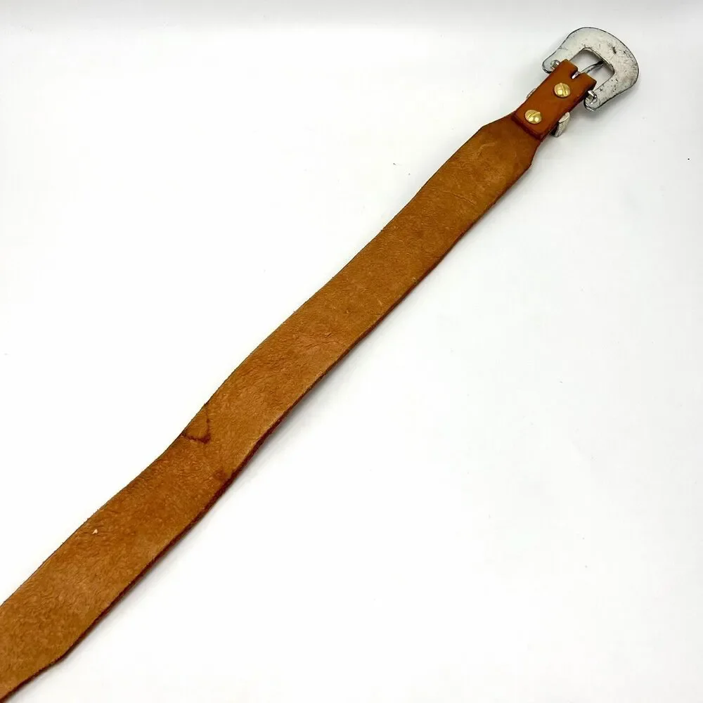 Patrick Boys Hand Tooled Leather Western Name Belt 20-24” Tan Basketweave Cowboy